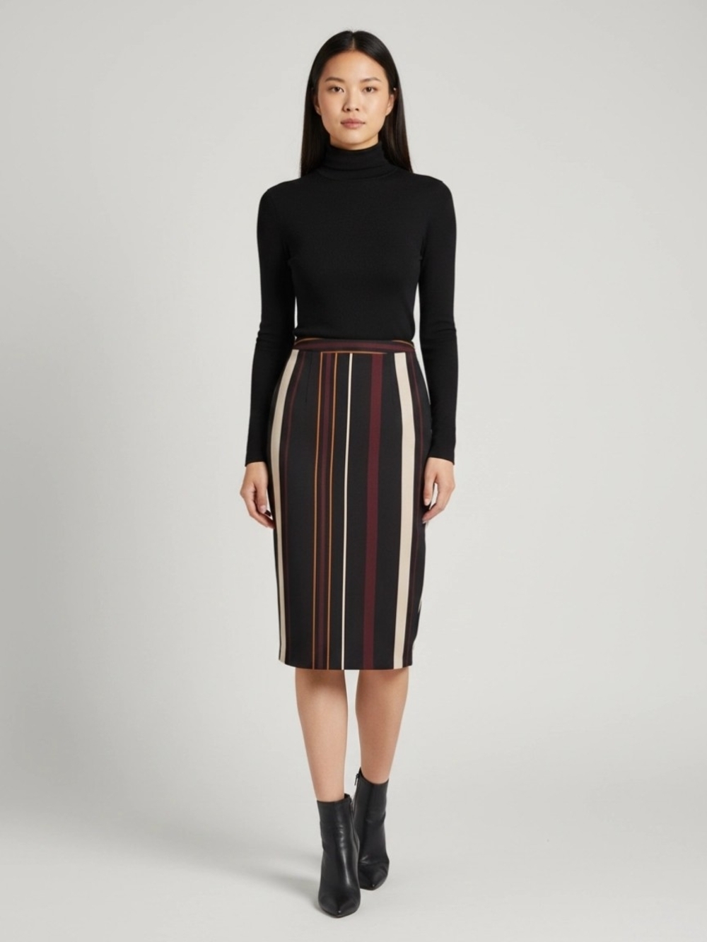 Who What Wear NWT Midi Pencil Skirt Vertical  Multi Color Stripes Unlined Size 2